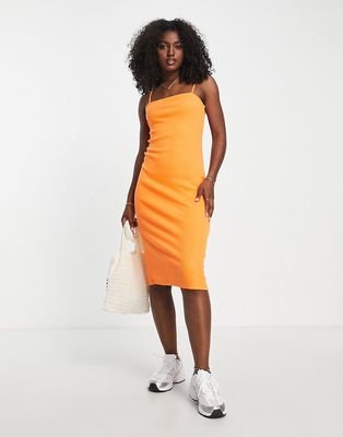 Urban Revivo body-conscious midi dress in orange
