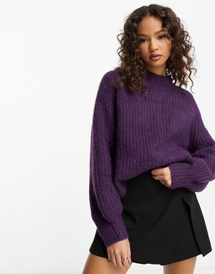 Urban Revivo chunky knitted sweater in dark purple