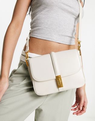 Urban Revivo cross body bag with clasp in white