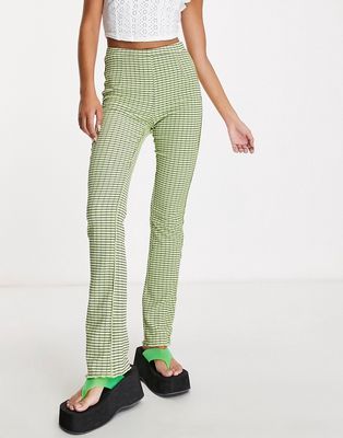 Urban Revivo flares in green check - part of a set