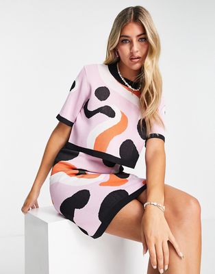 Urban Revivo knit top in pink print - part of a set