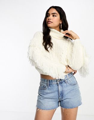 Urban Revivo knitted cable sweater in off white