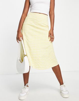 Urban Revivo midi skirt in yellow gingham print