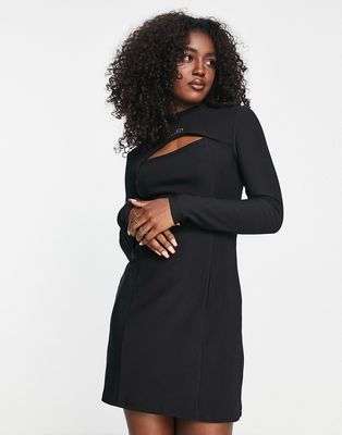 Urban Revivo mini dress with front split in black