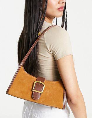 Urban Revivo mini shoulder bag with buckle in brown
