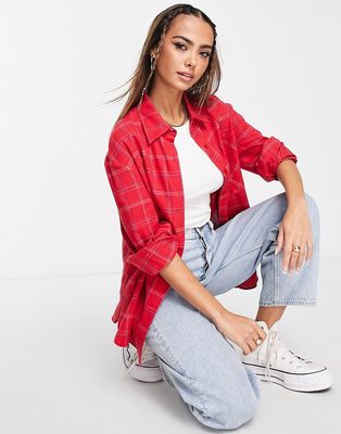 Urban Revivo oversize shirt in red plaid