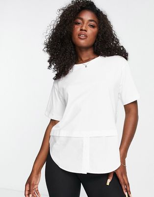 Urban Revivo relaxed T-shirt with woven layer in white