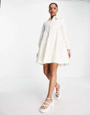 Urban Revivo shirt mini dress in white