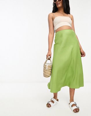 Urban Revivo slip midi skirt in mint green