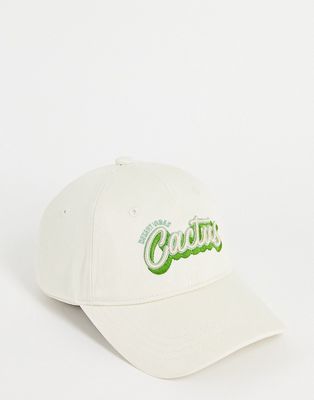 Urban Revivo slogan print cap in off white