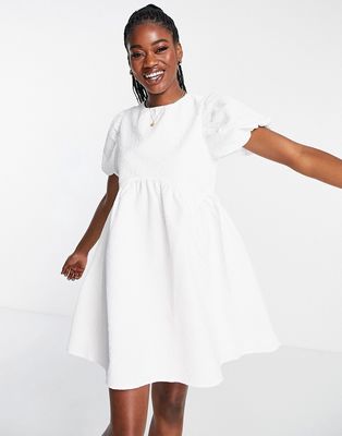 Urban Revivo smock dress with volume skirt in white