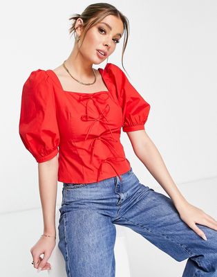 Urban Revivo square neck blouse in red