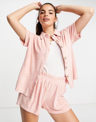 Urban Thread towelling shirt in pink - part of a set