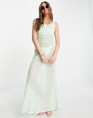 Urban Threads beach maxi dress with cowl neck in mint-Green