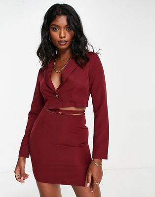 Urban Threads cropped blazer in deep red - part of a set