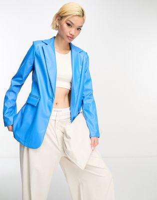 Urban Threads faux leather blazer in cobalt blue - part of a set