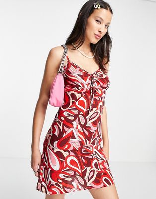 Urban Threads mini swing dress in swirl print-Multi