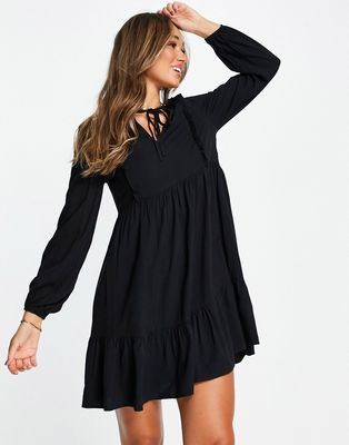Urban Threads oversized smock dress in black