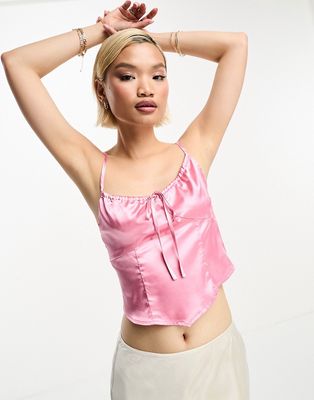 Urban Threads satin corset top in pink