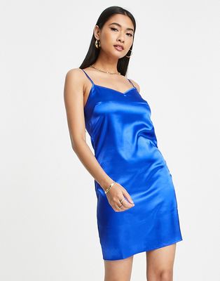 Urban Threads satin mini dress in cobalt-Blue