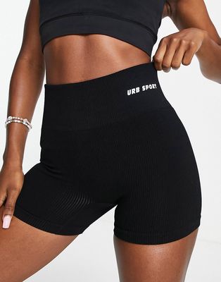 Urban Threads seamless gym booty shorts in black