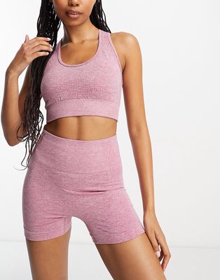 Urban Threads seamless racer back sports crop top in pink