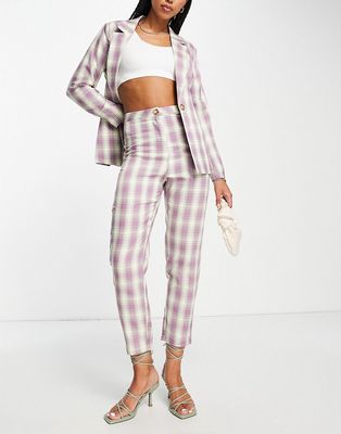 Urban Threads tailored pants in lilac plaid - part of a set-Multi