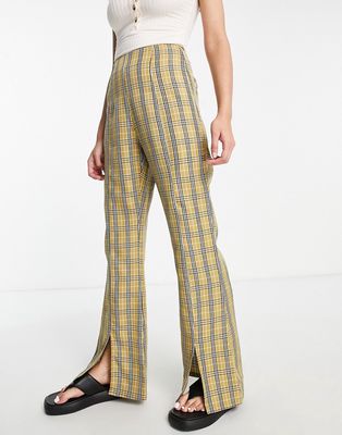 Urban Threads tailored pants in neutral plaid-Multi