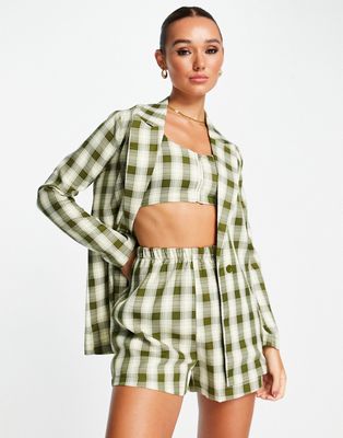 Urban Threads tailored shorts 3 piece in check - part of a set-Multi