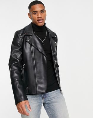Urbancode faux leather moto jacket in black