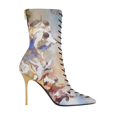 Uria boots in smooth Sky printed leather