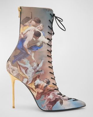 Uria Sky Lace-Up Stiletto Booties