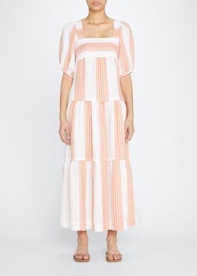 Ursala Striped Linen-Cotton Maxi Dress
