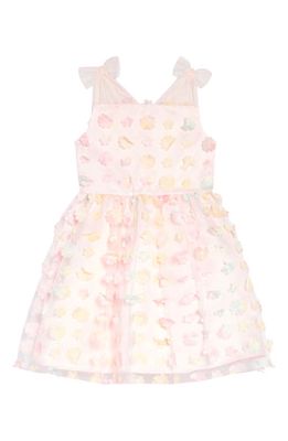 Us Angels Kids' Three Dimensional Floral Dress in Multi Pink