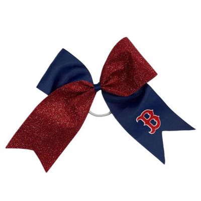 USA LICENSED BOWS Boston Red Sox Jumbo Glitter Bow with Ponytail Holder