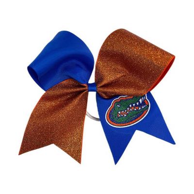 USA LICENSED BOWS Florida Gators Jumbo Glitter Bow with Ponytail Holder in Blue