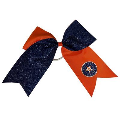 USA LICENSED BOWS Houston Astros Jumbo Glitter Bow with Ponytail Holder in Navy