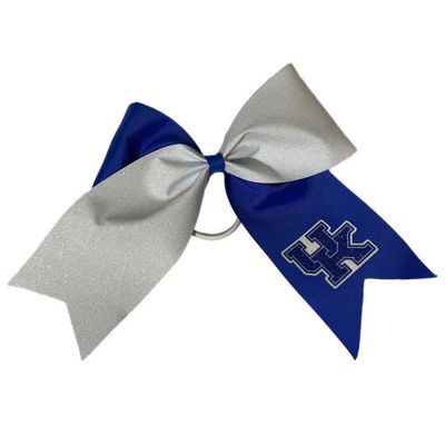 USA LICENSED BOWS Kentucky Wildcats Jumbo Glitter Bow with Ponytail Holder in Blue