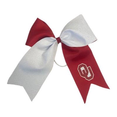 USA LICENSED BOWS Oklahoma Sooners Jumbo Glitter Bow with Ponytail Holder in Crimson