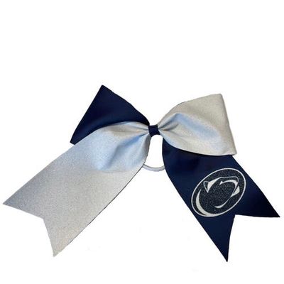 USA LICENSED BOWS Penn State Nittany Lions Jumbo Glitter Bow with Ponytail Holder in Navy