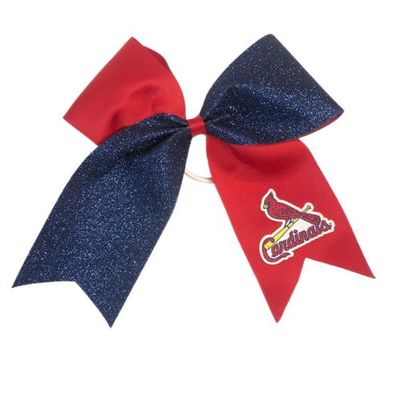 USA LICENSED BOWS St. Louis Cardinals Jumbo Glitter Bow with Ponytail Holder in Red