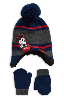 USPA ACCESSORIES Kids' Mickey Mouse Beanie & Mittens Set in Navy