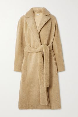 UTZON - Carley Belted Shearling Coat - Neutrals