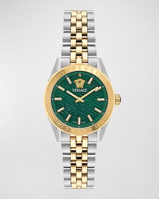 V-Code Greca Two-Tone Bracelet Watch, 36mm