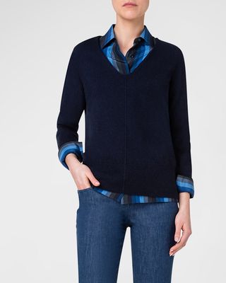 V-Neck Long-Sleeve Cashmere Sweater