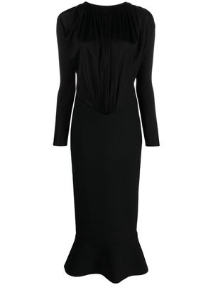 V:PM ATELIER Alette draped fluted maxi dress - Black