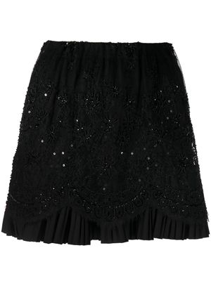 V:PM ATELIER Juno embellished pleated miniskirt - Black