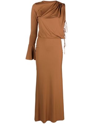 V:PM ATELIER Liv asymmetric-sleeves dress - Brown