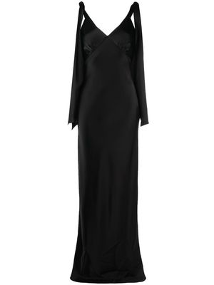 V:PM ATELIER satin-finish V-neck gown - Black