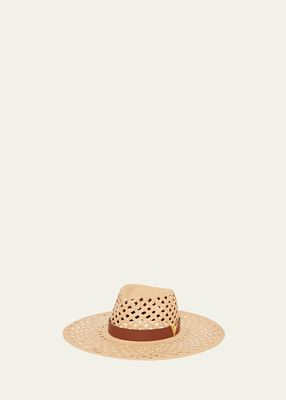 V-Signature Panama Hat With Leather Band
